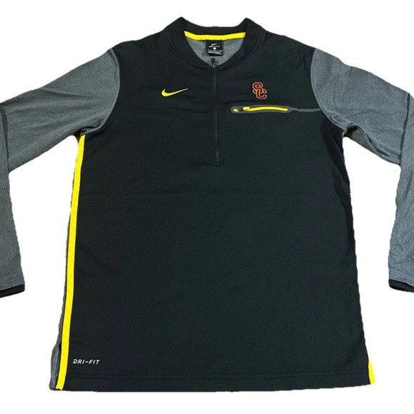Nike On Field USC Trojans Long Sleeve Interlock Coach’s 1/2 Zip Jacket Sweater - Picture 1 of 6